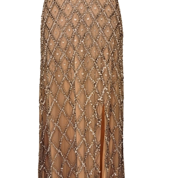 Adrianna Papell Embroidery Sequins Beaded Evening Wedding or Prom Gown - Picture 10 of 16